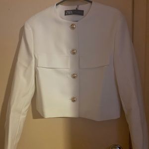 Zara Gold Button Cropped Blazer